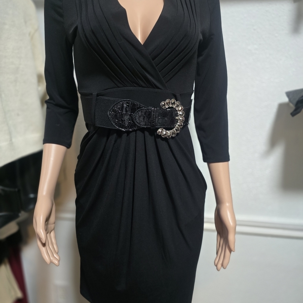 Elegant Black Dress with Belt